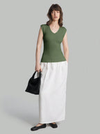 Solid Color Urban Chic Fashion Casual V-Neck Cap Sleeve Knit Blouse