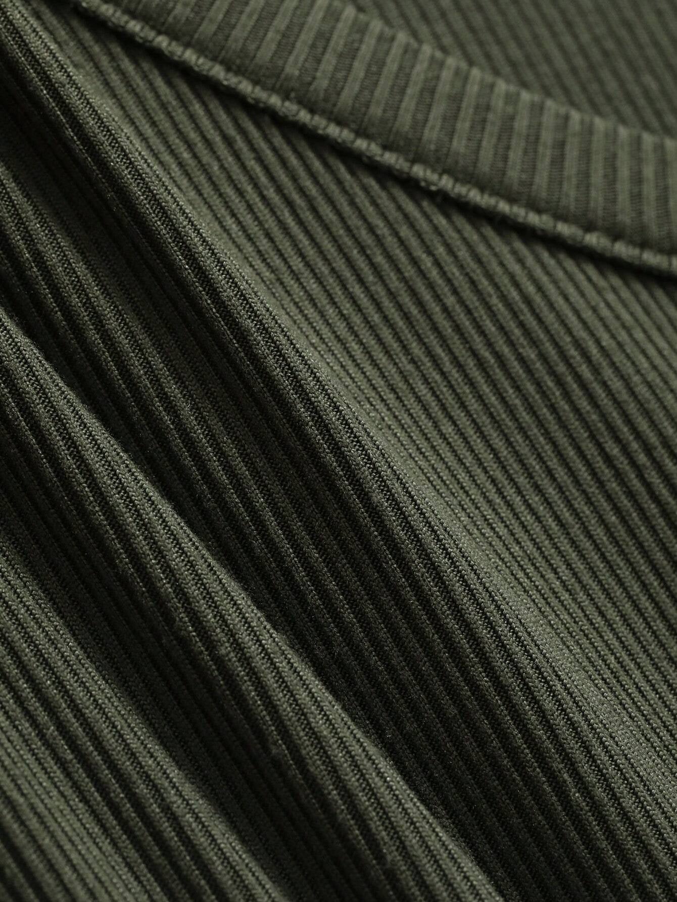 Solid Color Ribbed Slim Fit Long Sleeve T-Shirt