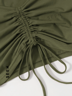 Solid Drawstring Ruched Tee