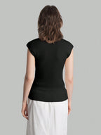Solid Color Urban Chic Fashion Casual V-Neck Cap Sleeve Knit Blouse