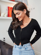 Zip Up Rib-knit Cardigan