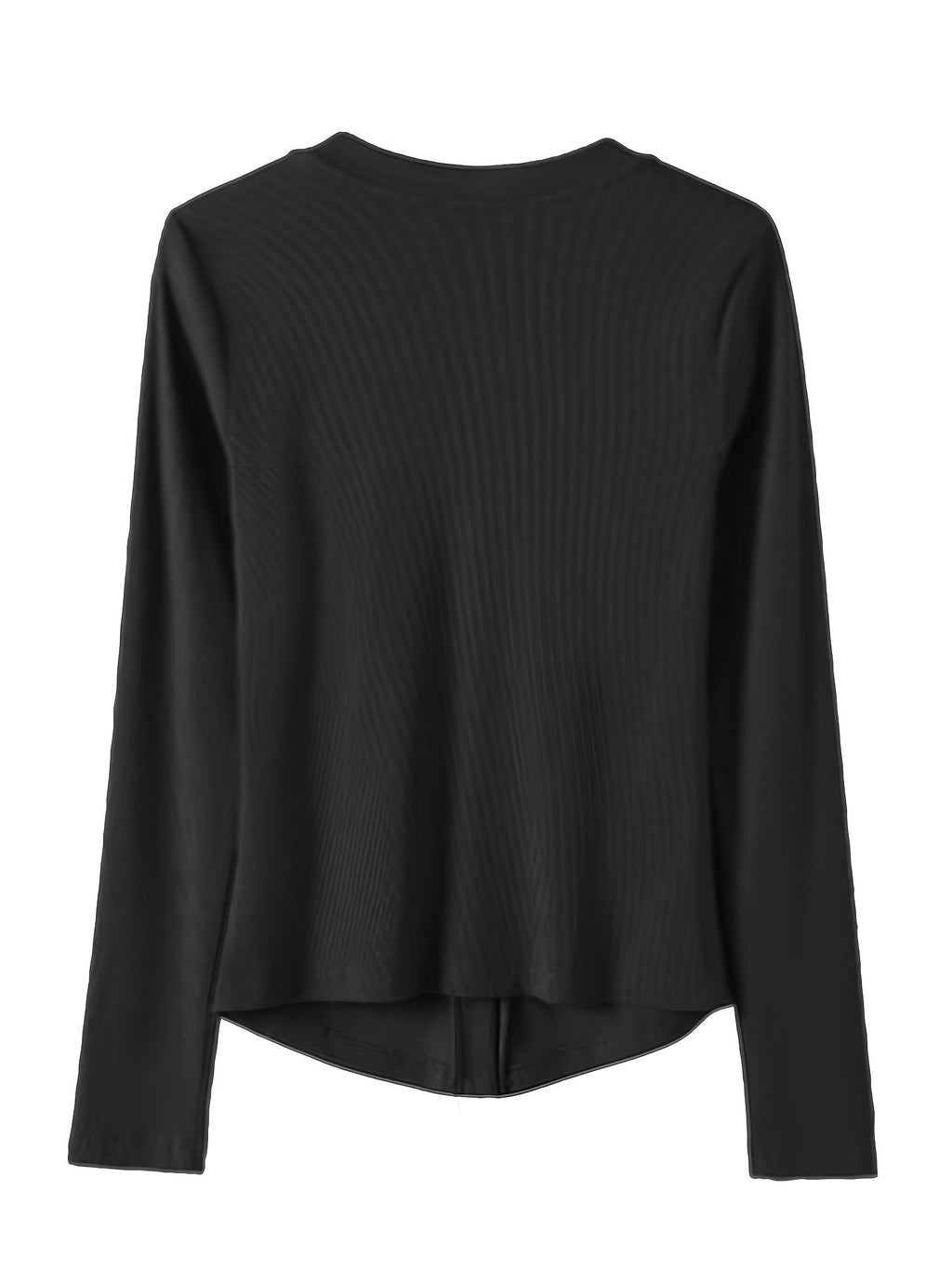 Casual V-Neck Long Sleeve T-Shirt - High Elasticity Semi-Sheer Button-Up Top