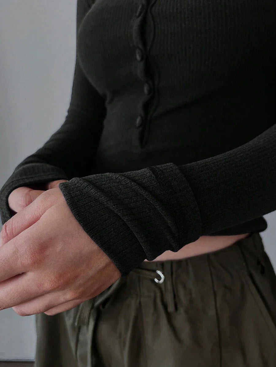 Long Sleeve Thermal Lined Warm Thickened Half-Zip Turtleneck