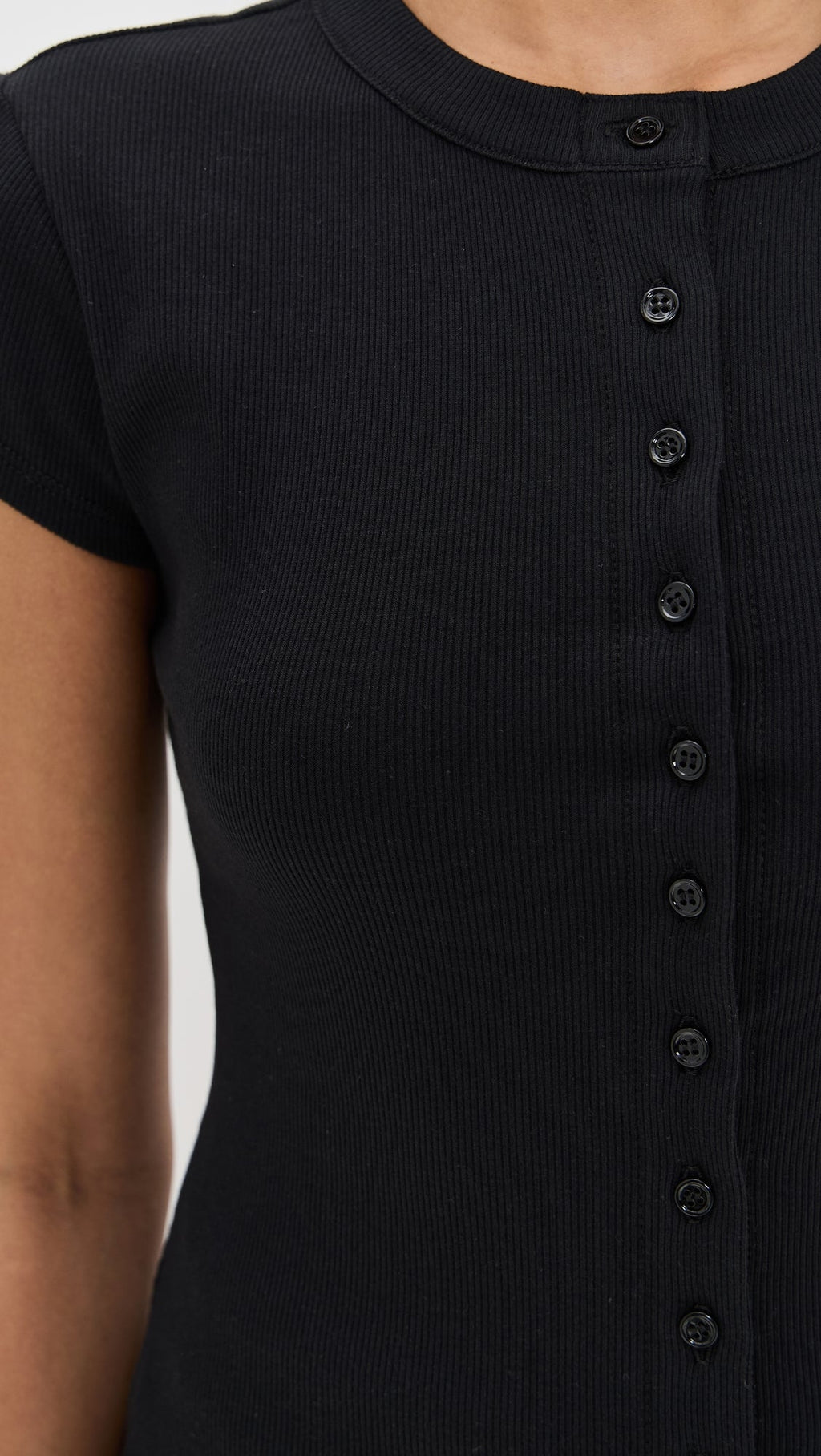 Ribbed Knit Cardigan - Stylish Solid Color T-Shirt with Full-Button Front and Ribbed Detailing, Perfect for Casual Wear