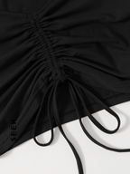 Solid Drawstring Ruched Tee