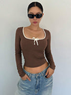 Ballet Style Bow Slim Fit Ladies T-Shirt