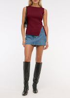 Sleeveless Button Knit Tank Top