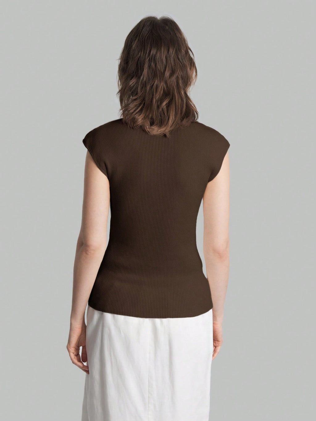 Solid Color Urban Chic Fashion Casual V-Neck Cap Sleeve Knit Blouse