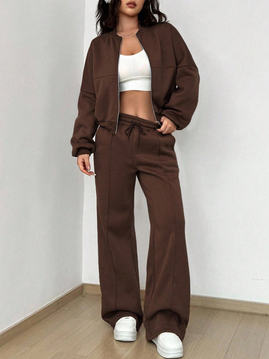 Casual Long Sleeve Top And Pants Two Pieces Outfit