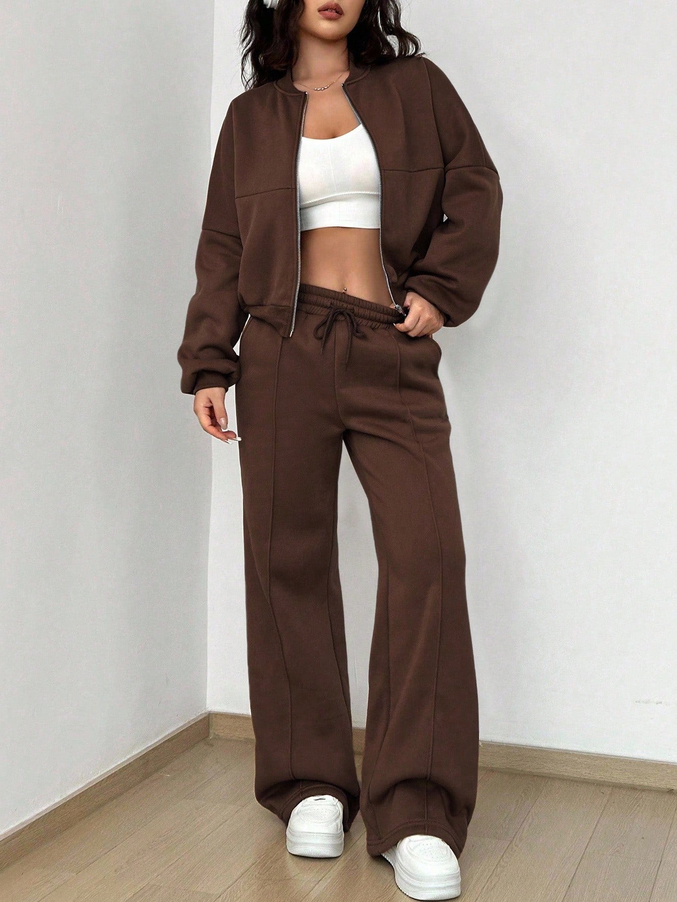 Casual Long Sleeve Top And Pants Two Pieces Outfit