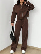 Casual Long Sleeve Top And Pants Two Pieces Outfit