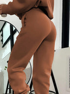 Heart Print Long Sleeve Cropped Hoodie And Drawstring Waist Pocketed Jogger Sweatpants 2 Pieces Set