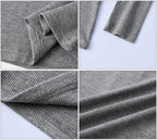 Casual Long Sleeve T-Shirt - Deep V-Neck Semi-Sheer Top