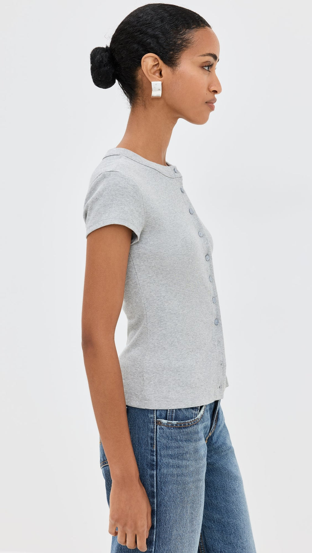 Ribbed Knit Cardigan - Stylish Solid Color T-Shirt with Full-Button Front and Ribbed Detailing, Perfect for Casual Wear