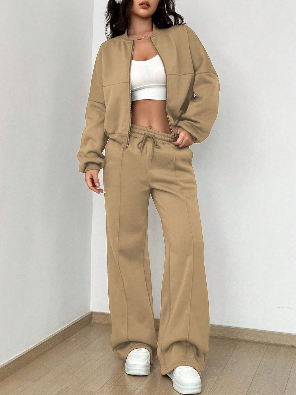 Casual Long Sleeve Top And Pants Two Pieces Outfit