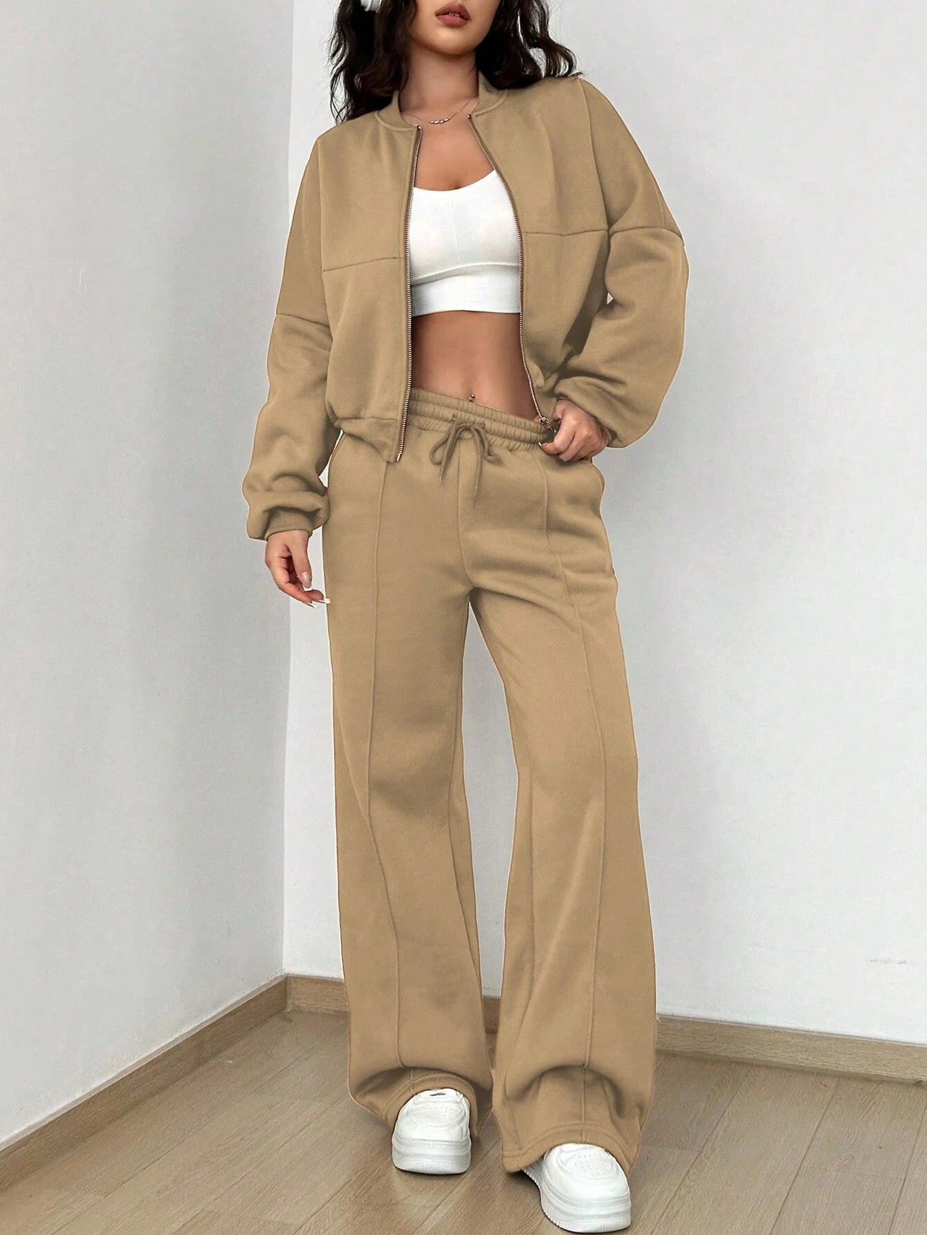 Casual Long Sleeve Top And Pants Two Pieces Outfit