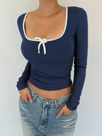 Ballet Style Bow Slim Fit Ladies T-Shirt