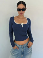 Ballet Style Bow Slim Fit Ladies T-Shirt