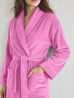 Premium Women's Plush Long Bathrobe - Soft Warm Fleece Robe with Shawl Collar for Spa & Home