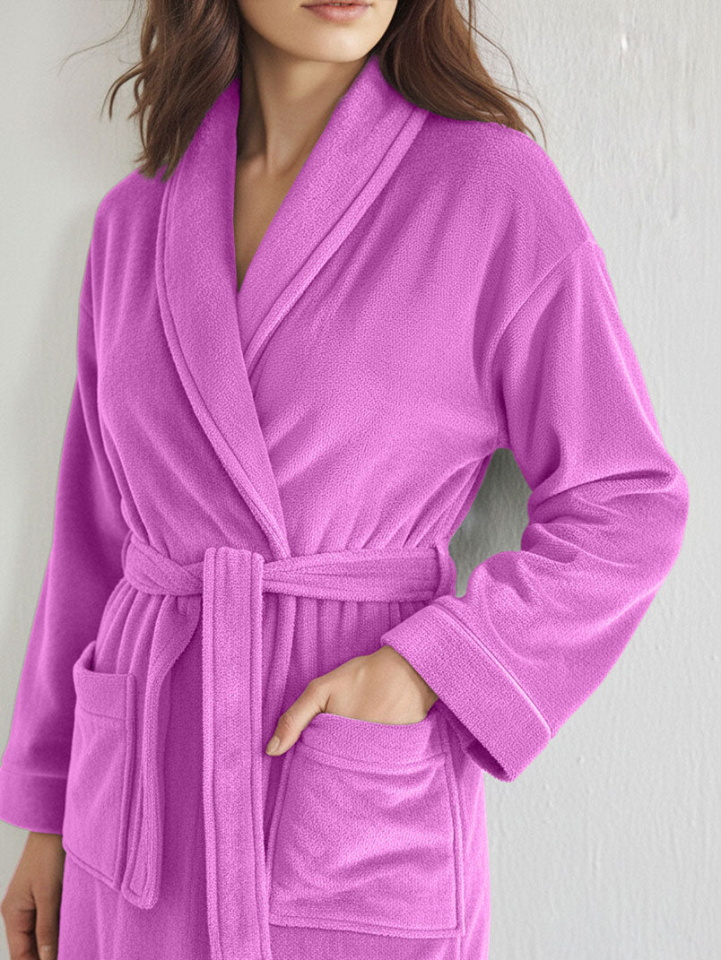 Premium Women's Plush Long Bathrobe - Soft Warm Fleece Robe with Shawl Collar for Spa & Home