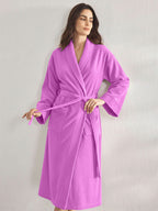 Premium Women's Plush Long Bathrobe - Soft Warm Fleece Robe with Shawl Collar for Spa & Home