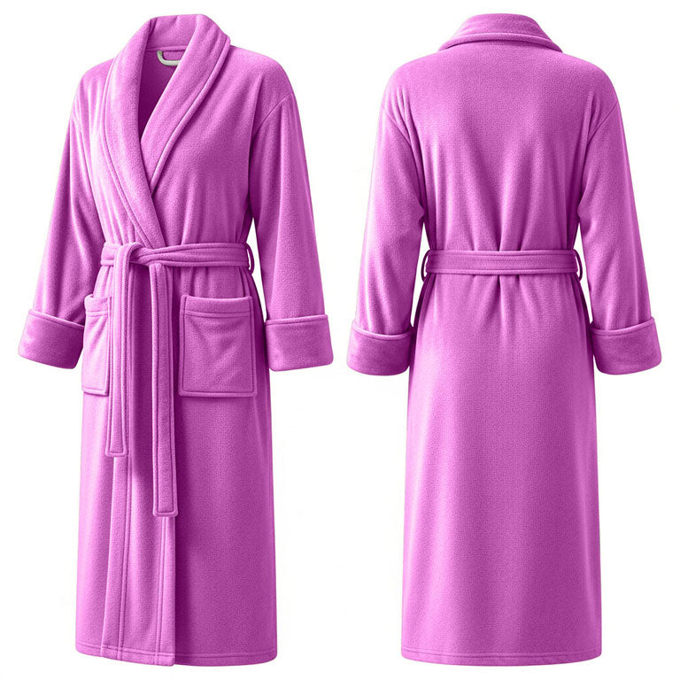 Premium Women's Plush Long Bathrobe - Soft Warm Fleece Robe with Shawl Collar for Spa & Home