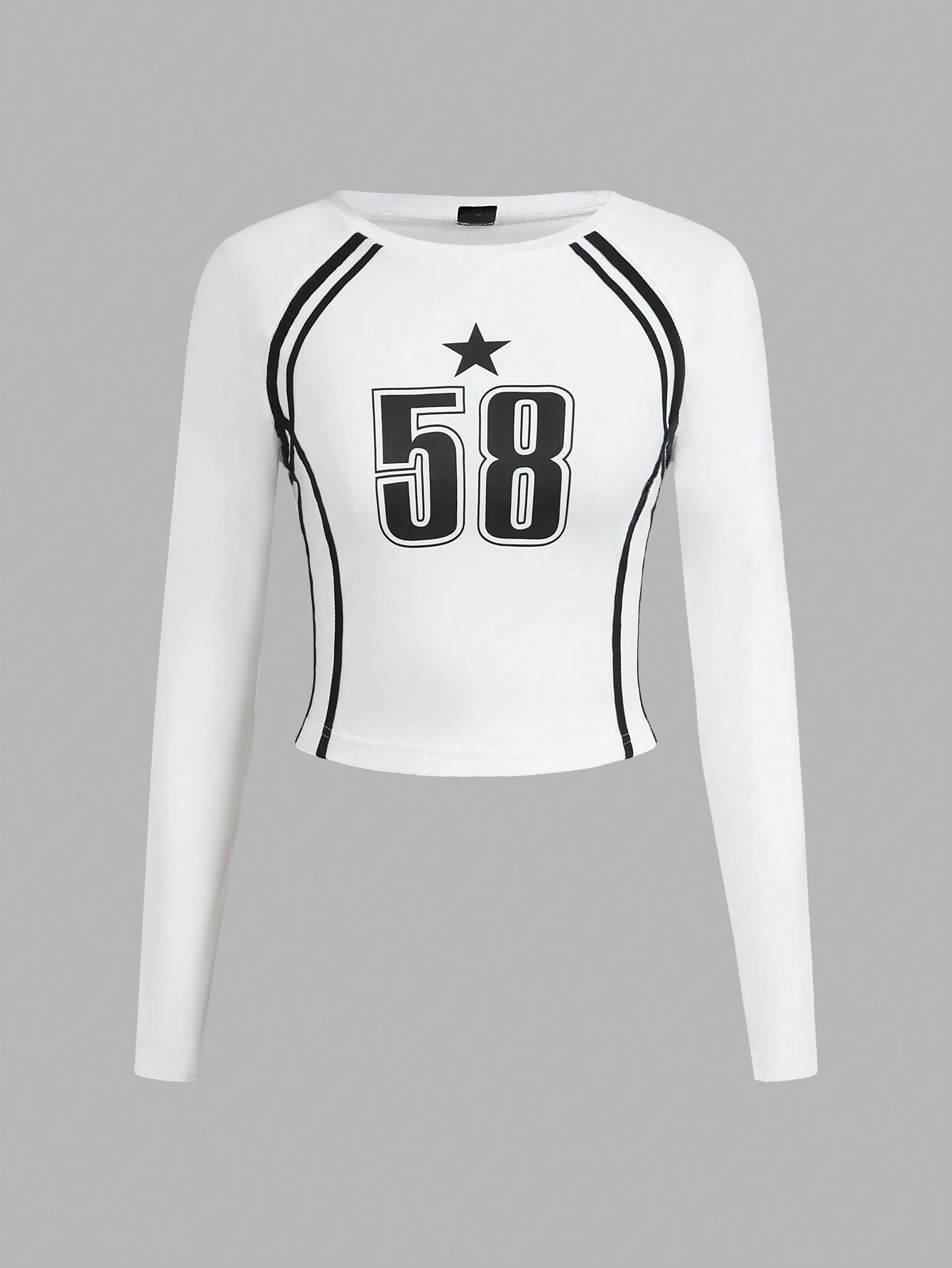 Number Print Raglan Sleeve Crop Tee
