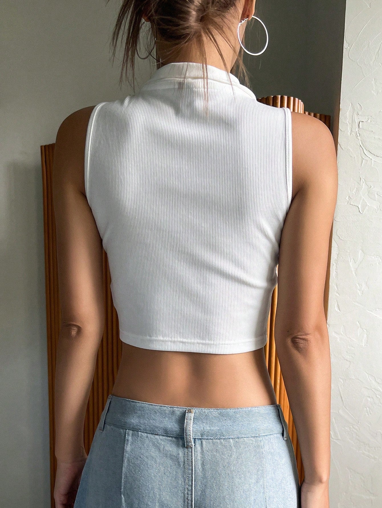 Solid Ribbed Knit Crop Tank Top