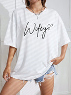 Letter Graphic Drop Shoulder Tee Graphic Tees Women Tops