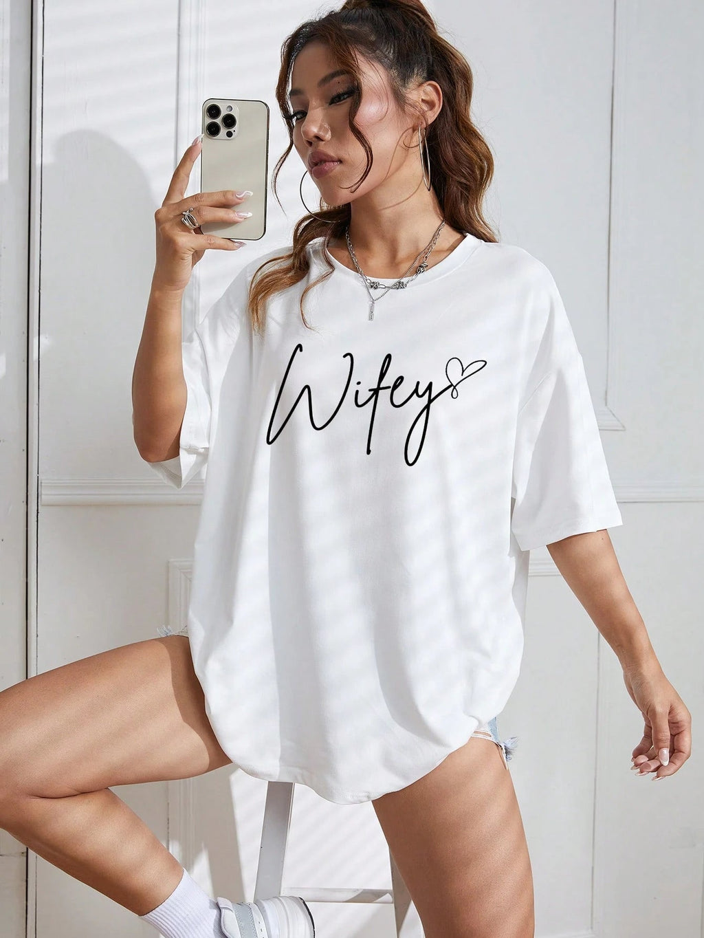 Letter Graphic Drop Shoulder Tee Graphic Tees Women Tops