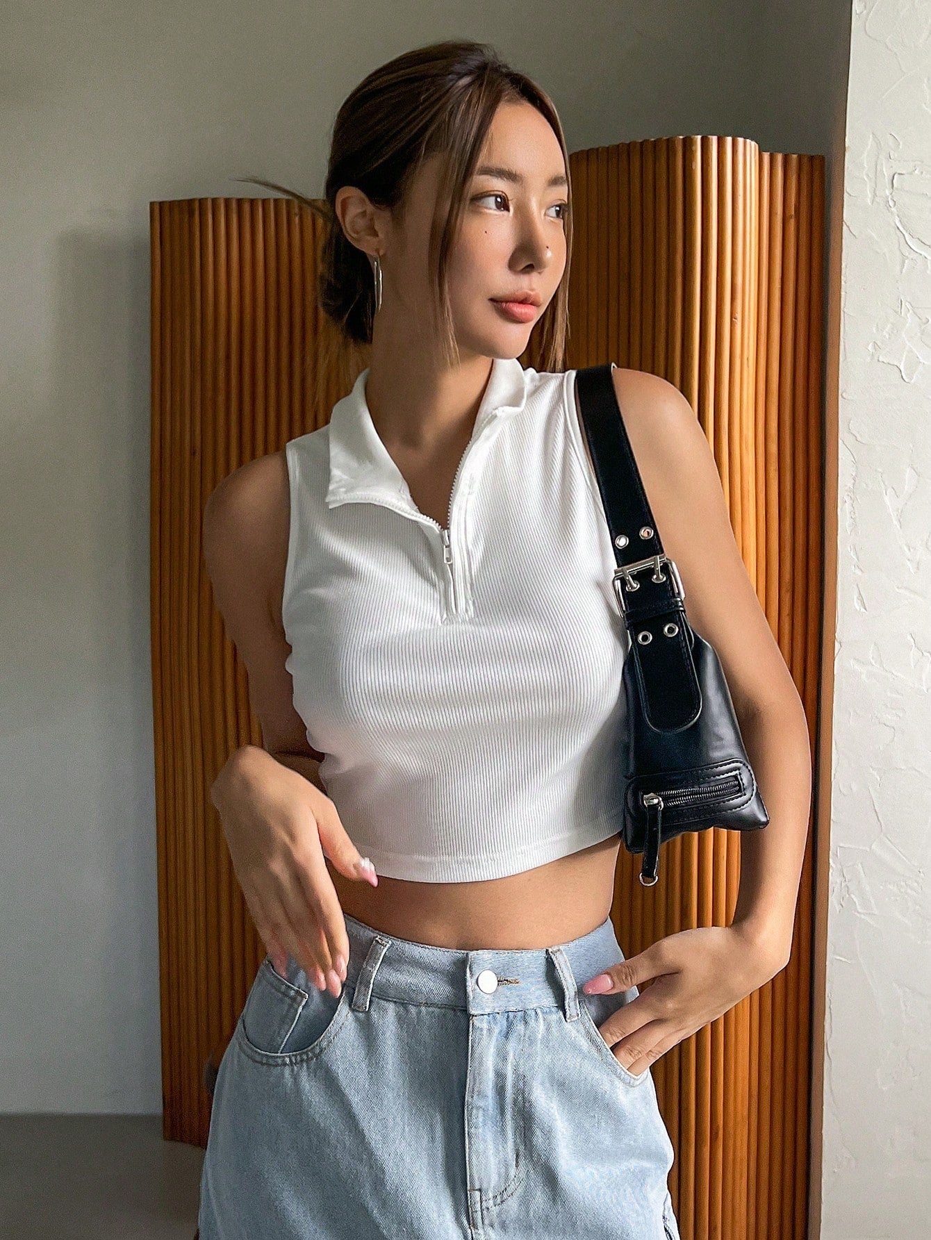 Solid Ribbed Knit Crop Tank Top