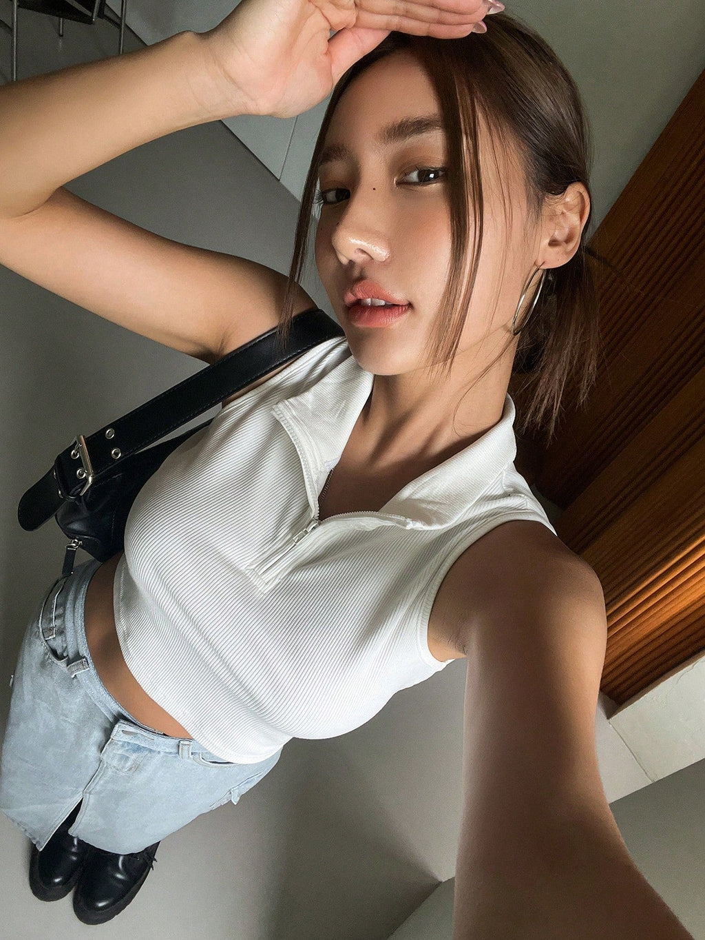 Solid Ribbed Knit Crop Tank Top