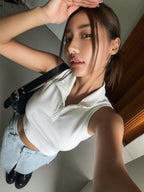 Solid Ribbed Knit Crop Tank Top