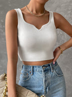 Notched Detail Crop Tank Knit Top