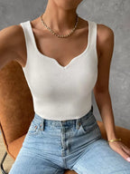 Notched Detail Crop Tank Knit Top