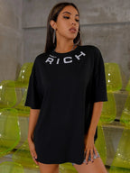 Letter Drop Shoulder Short Sleeve T-Shirt Graphic Tees