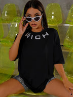 Letter Drop Shoulder Short Sleeve T-Shirt Graphic Tees