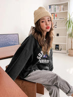 Letter Graphic Big Pocket Drawstring Thermal Hoodie
