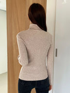 Basic Solid High Neck Long Sleeve Knit Sweater