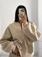Street Style Camouflage Maple Leaf Print Zipper Sweatshirt & Pants Set
