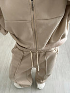 Street Style Camouflage Maple Leaf Print Zipper Sweatshirt & Pants Set