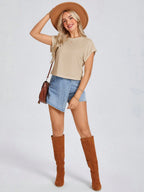 Solid Batwing Sleeve Tee