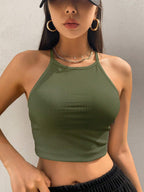Solid Color Halter Top Going Out Tops Tank Tops