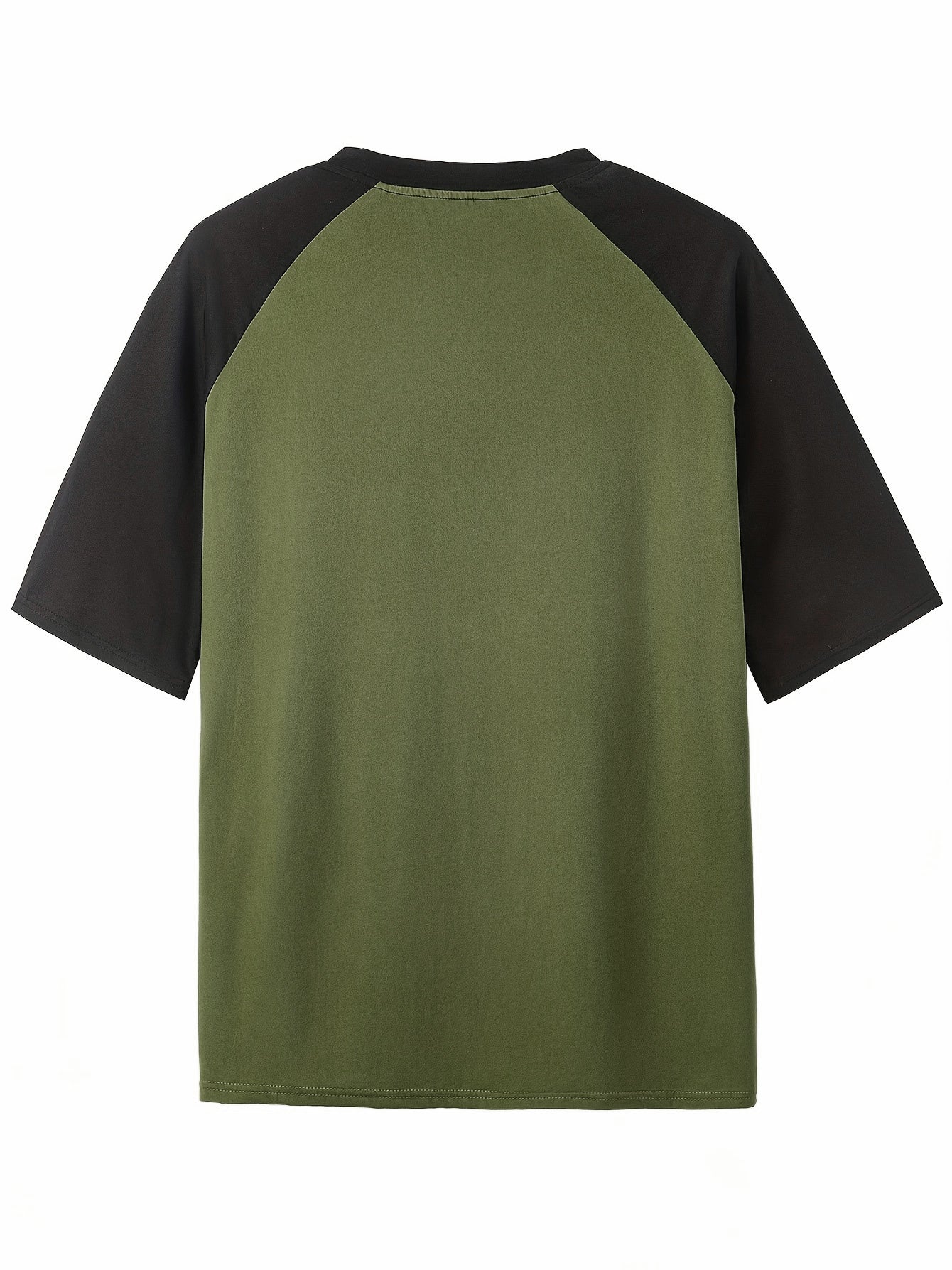 Color Block Graphic Tee - DON'T OVER for THINK IT Print, Casual Short Sleeve Crew Neck T-Shirt