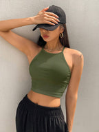 Solid Color Halter Top Going Out Tops Tank Tops