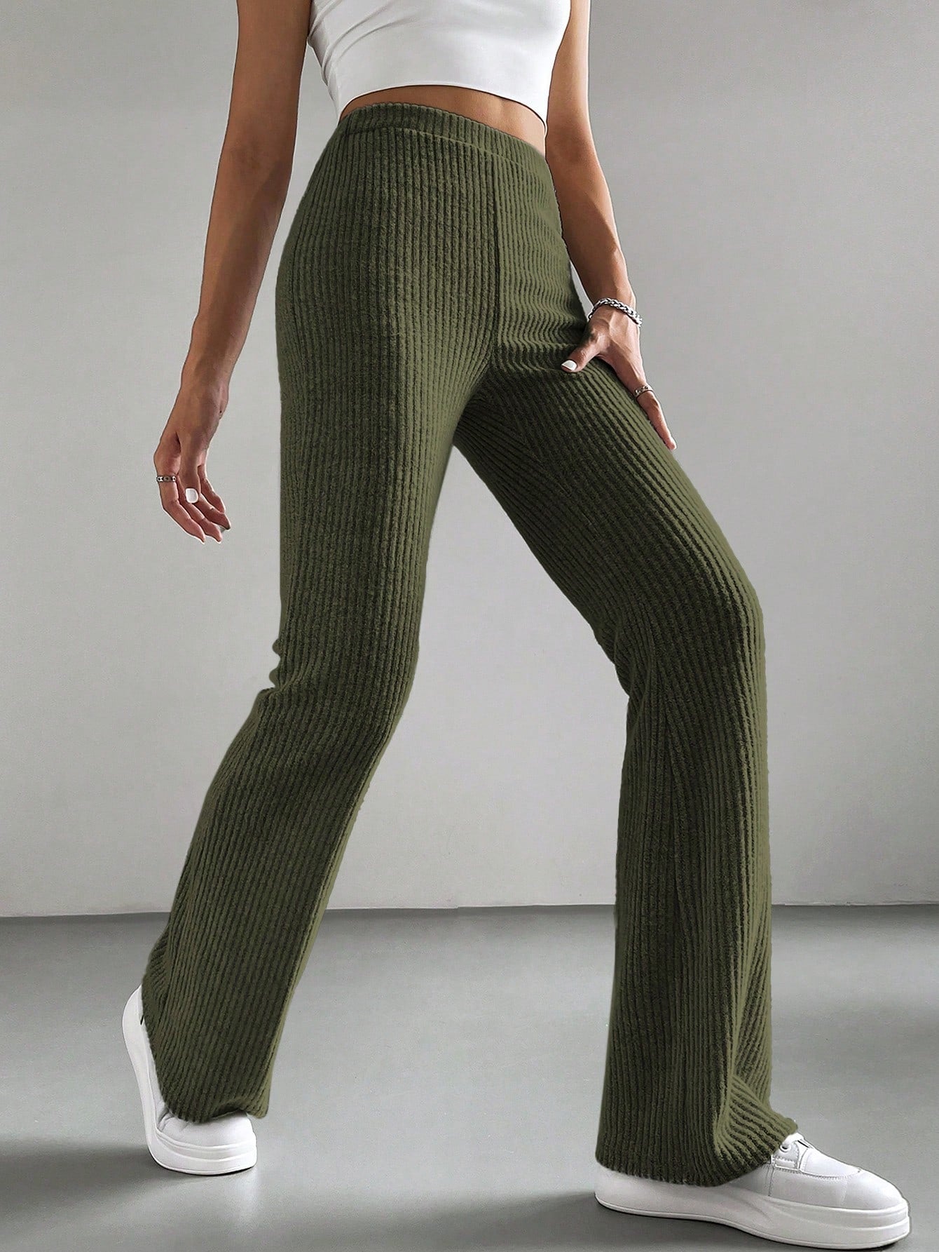 Solid Color High Waisted Pants