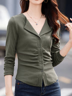 Casual V-Neck Long Sleeve T-Shirt