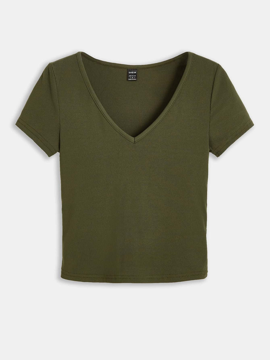 V-Neck Short Sleeve Solid Color Slim Fit Casual Tee
