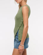 Sleeveless Button Knit Tank Top