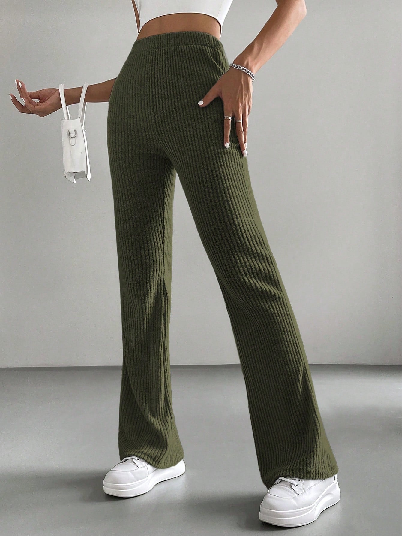 Solid Color High Waisted Pants